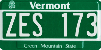 VT license plate ZES173