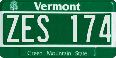 VT license plate ZES174
