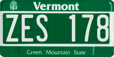 VT license plate ZES178