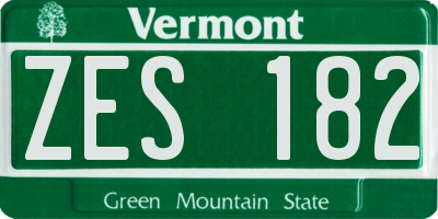 VT license plate ZES182