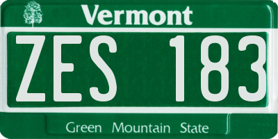 VT license plate ZES183