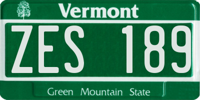 VT license plate ZES189