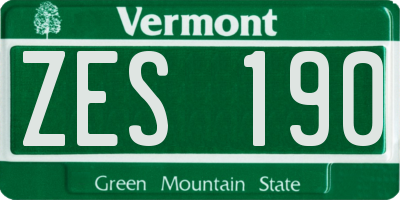 VT license plate ZES190