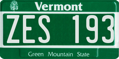 VT license plate ZES193
