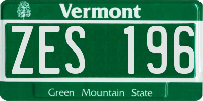 VT license plate ZES196