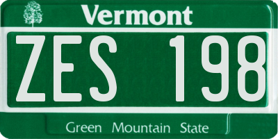 VT license plate ZES198