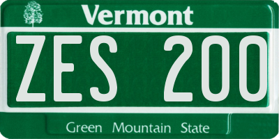 VT license plate ZES200