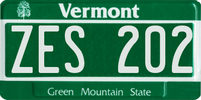 VT license plate ZES202