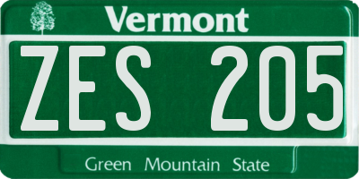 VT license plate ZES205