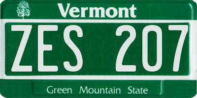 VT license plate ZES207