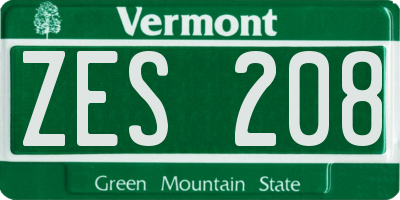 VT license plate ZES208