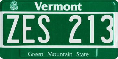 VT license plate ZES213