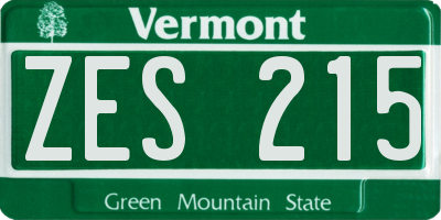 VT license plate ZES215