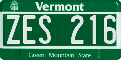 VT license plate ZES216