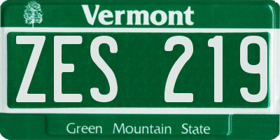 VT license plate ZES219
