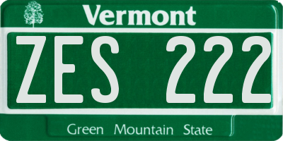 VT license plate ZES222