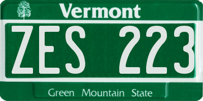 VT license plate ZES223