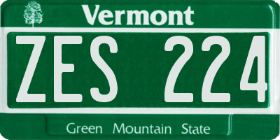VT license plate ZES224