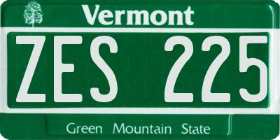 VT license plate ZES225