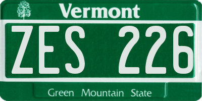 VT license plate ZES226