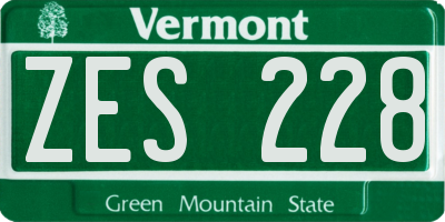 VT license plate ZES228