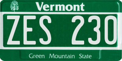 VT license plate ZES230