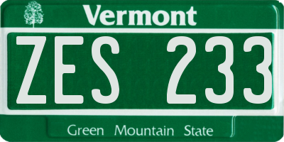VT license plate ZES233