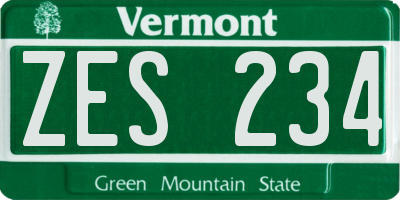 VT license plate ZES234