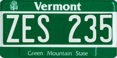 VT license plate ZES235
