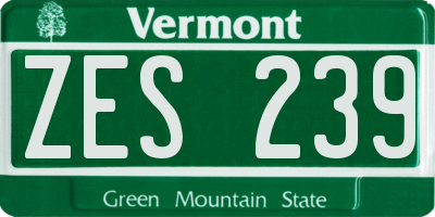 VT license plate ZES239