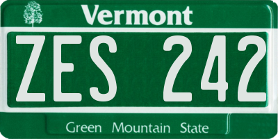 VT license plate ZES242