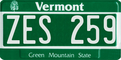 VT license plate ZES259