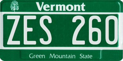 VT license plate ZES260