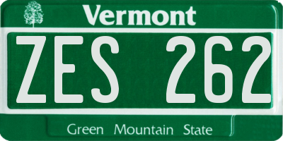 VT license plate ZES262