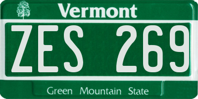 VT license plate ZES269