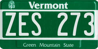 VT license plate ZES273