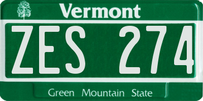 VT license plate ZES274