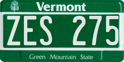 VT license plate ZES275