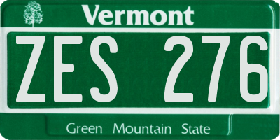 VT license plate ZES276