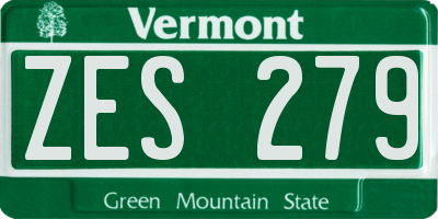 VT license plate ZES279