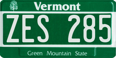 VT license plate ZES285