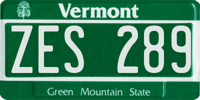 VT license plate ZES289