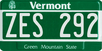 VT license plate ZES292