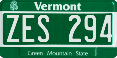 VT license plate ZES294