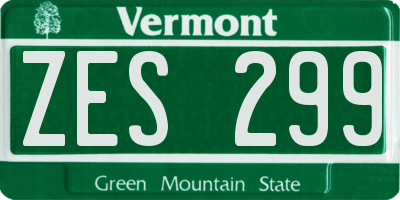 VT license plate ZES299