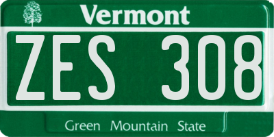 VT license plate ZES308