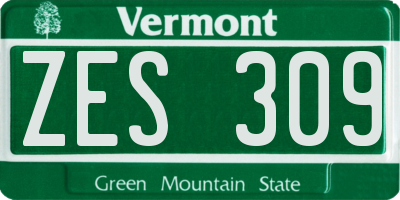 VT license plate ZES309