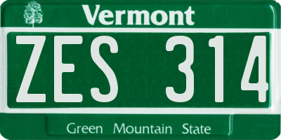 VT license plate ZES314