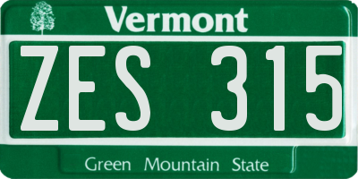 VT license plate ZES315