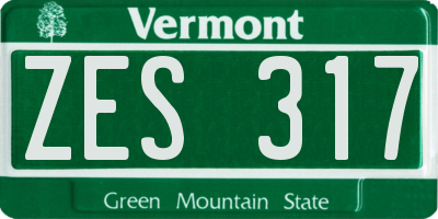 VT license plate ZES317